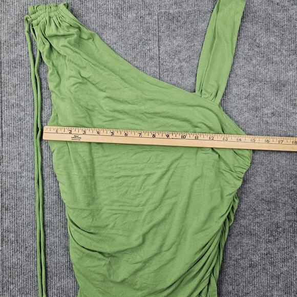 Free People Top Womens XL Dancing In The Sand Ruched Festival Asymmetrical Green - Picture 2 of 6